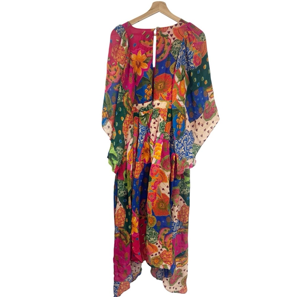 Farm Rio Sunny Mix Chiffon Midi Dress Women Small Multicolored Flowy Floral - Picture 6 of 12